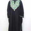 Barkat Black Kashmiri Cashmilon Wool Pheran For Women With Aari Kadhai