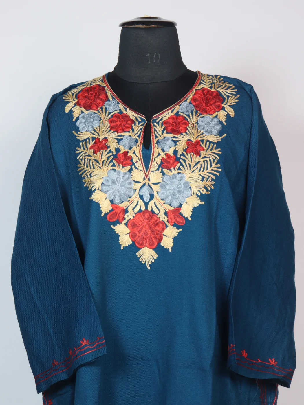Blue Kashmiri Pheran Cashmilion Wool Aari Embroidery Mahira - Image 2