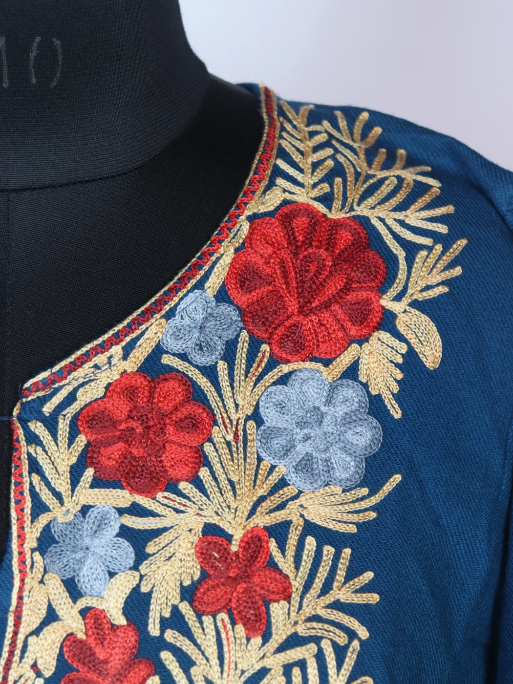 Blue Kashmiri Pheran Cashmilion Wool Aari Embroidery Mahira - Image 3