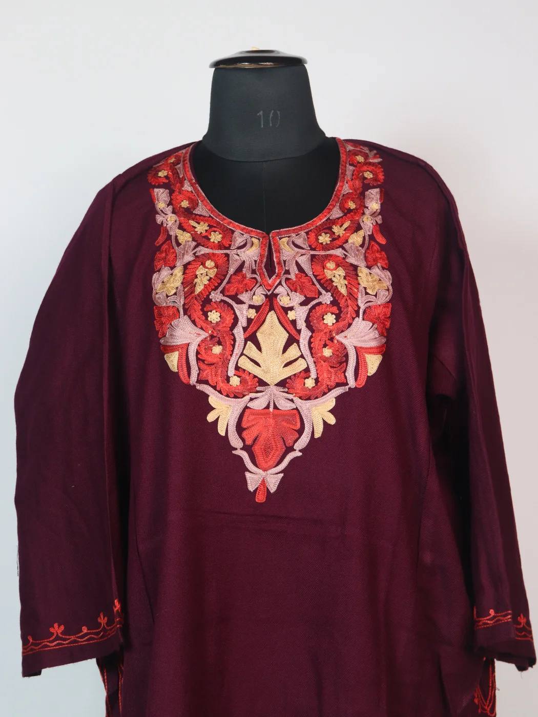 Purple Kashmiri Pheran Cashmilion Wool Aari Kadhai Firdous - Image 2