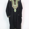 Black Nazima Kashmiri Cashmilon Wool Pheran Aari Kadhai