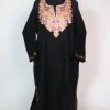 Black Kashmiri Pheran In Cashmilion Wool With Aari Kadhai