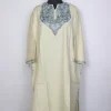 Chashma Shahi Cream Kashmiri Cashmilon Wool Pheran For Women With Aari Work
