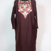 Wine Kashmiri Pheran In Cashmilion Wool With Aari Embroidery