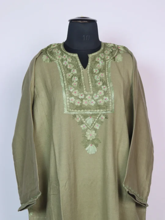 Desert Brown Kashmiri Cashmilon Wool Pheran Aari Embrodery Fadiya - Image 2