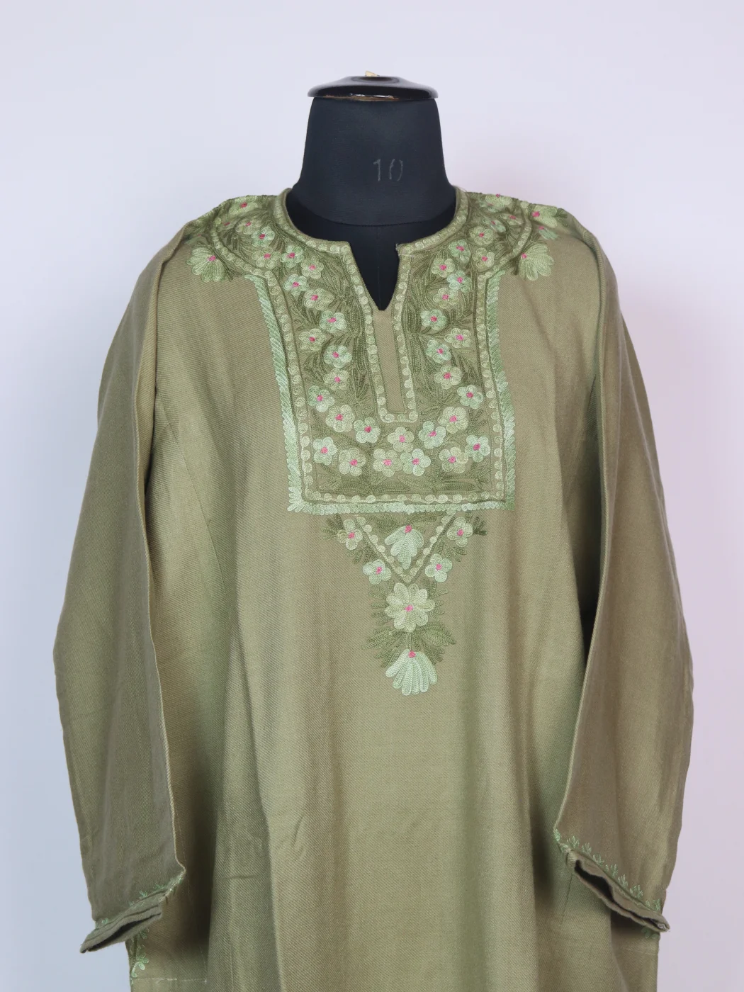 Desert Brown Kashmiri Cashmilon Wool Pheran Aari Embrodery Fadiya - Image 2
