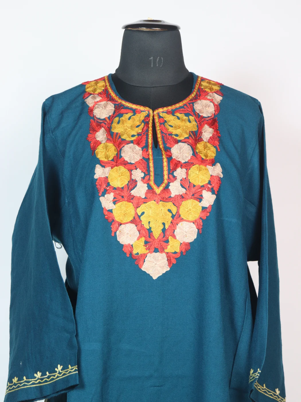 Blue Kashmiri Pheran Cashmilion Wool Sunder Aari work - Image 2