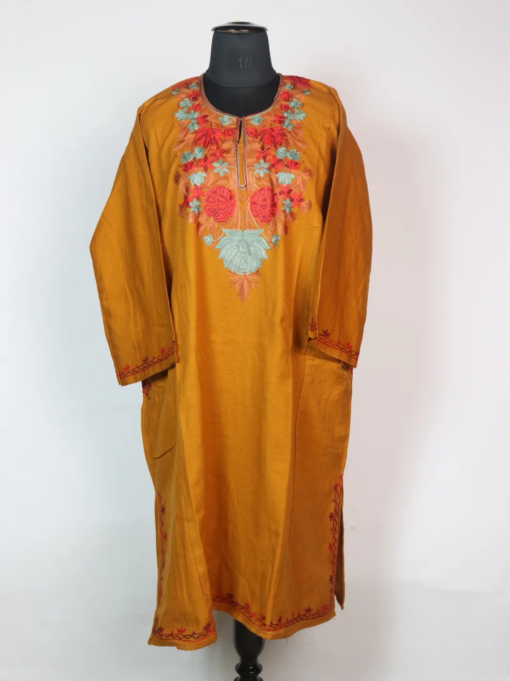 Yellow Kashmiri Pheran Cashmilion Wool Lajawaab Aari Kadhai