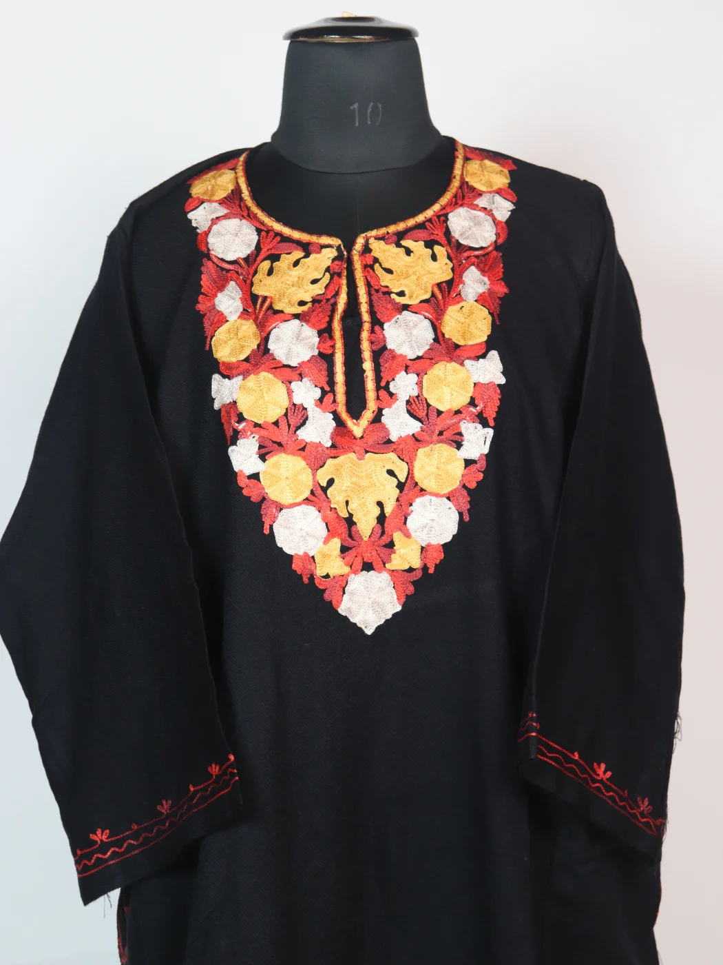 Black Kashmiri Pheran Cashmilion Wool Aari Work Sundri - Image 2