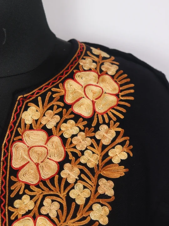 Anwar Black Kashmiri Cashmilon Wool Pheran Aari Kadhai - Image 3