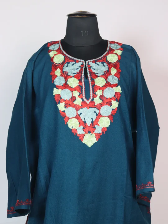 Blue Kashmiri Pheran Cashmilion Wool Comes In Aari Embroidery Aneesa - Image 2