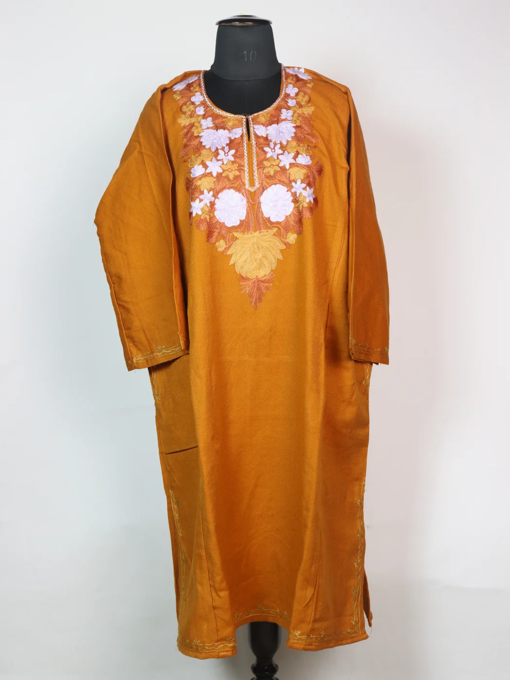 Yellow Kashmiri Pheran Cashmilion Wool Aari Work Farhana