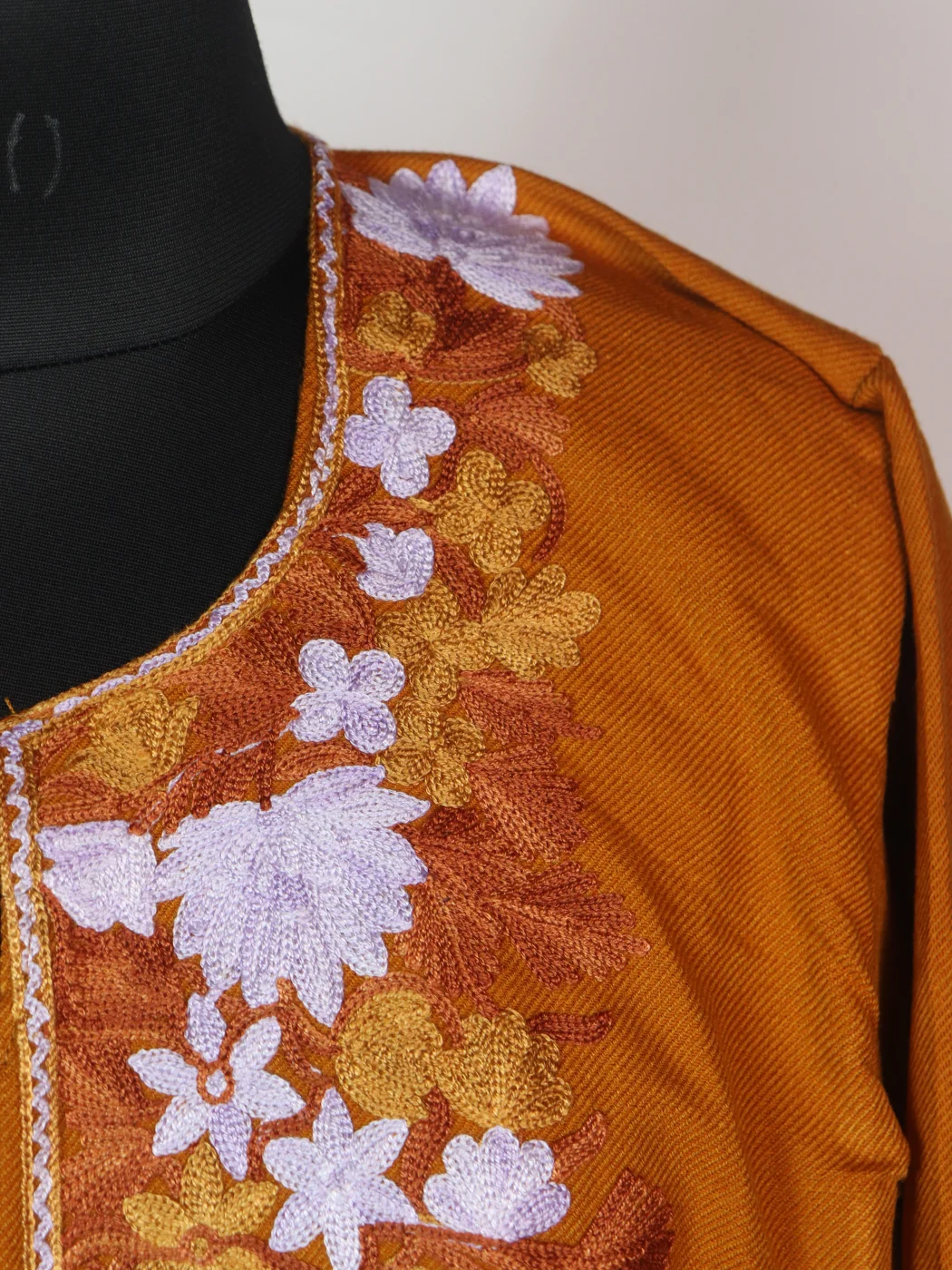 Yellow Kashmiri Pheran Cashmilion Wool Aari Work Farhana - Image 3