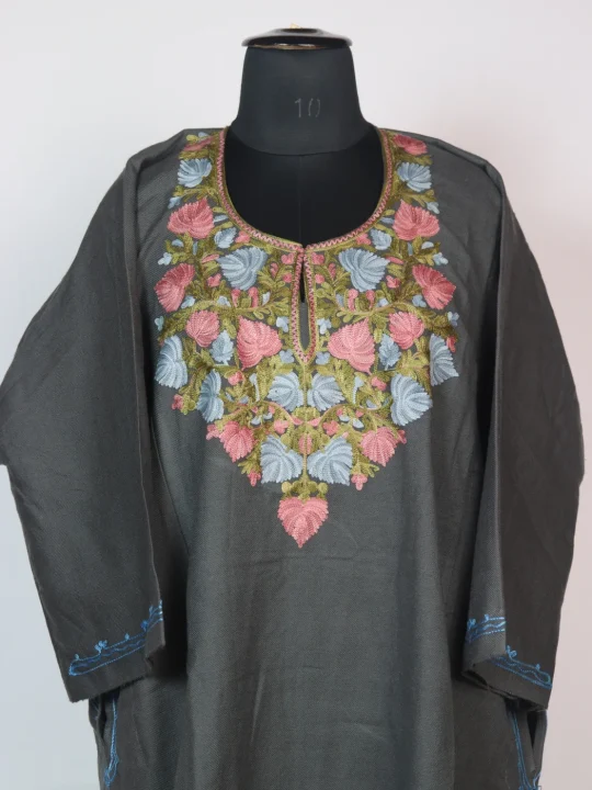 Grey Kashmiri Pheran Cashmilion Wool Aari Embroidery Kulsum - Image 2
