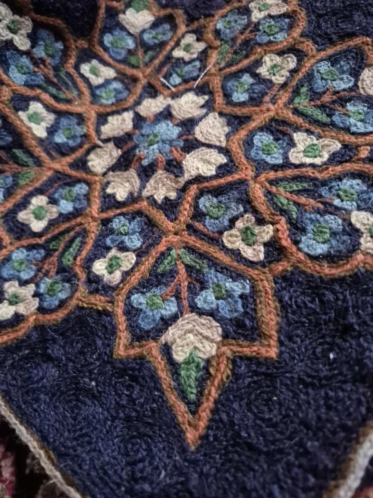 Ibtihaj Kashmiri Handmade Chain Stitch Wool Thread Cushion Cover |Set of 2| 12*12 Inches - Image 3