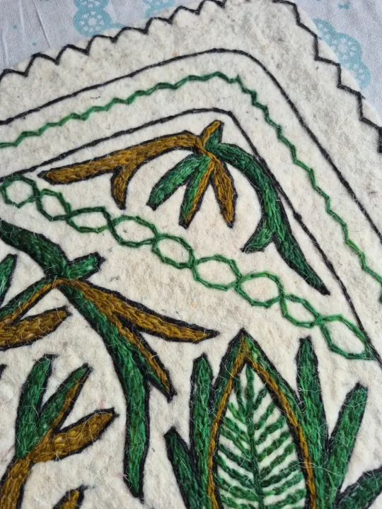 Hand Embroidered Wool Namda Rectangle Floor Rug 3×2 ft – Gul - Image 3