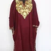 Maroon Kashmiri Pheran In Cashmilon Wool For Women With Aari Embroidery Mehar