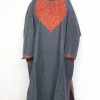 Laila Teal Grey Kashmiri Pheran For Women With Aari Embroidery