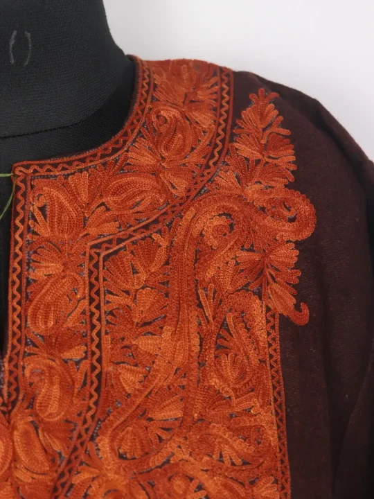 Mansha Wine Kashmiri Pheran For Women With Aari work - Image 3