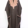 Yemberzal Brown Tweed Kashmiri Pheran With Aari work