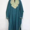 Betaab Bluish Green Tweed Kashmiri Pheran For Women With Aari Embroidery
