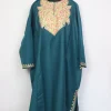 Serat Teal Blue Tweed Kashmiri Pheran For Women With Aari Work
