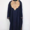 Noor Navy Blue Tweed Kashmiri Pheran For Women With Aari Work