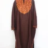 Zareen Brown Tweed Pheran For Women With Aari Embroidery