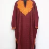 Gulnar Maroon Tweed Kashmiri Pheran With Aari Work