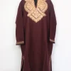 Mahnoor Maroon Tweed Kashmiri Pheran For Women With Aari Embroidery