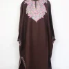 Kasturi Brown Tweed Kashmiri Pheran For Women With Aari Embroidery
