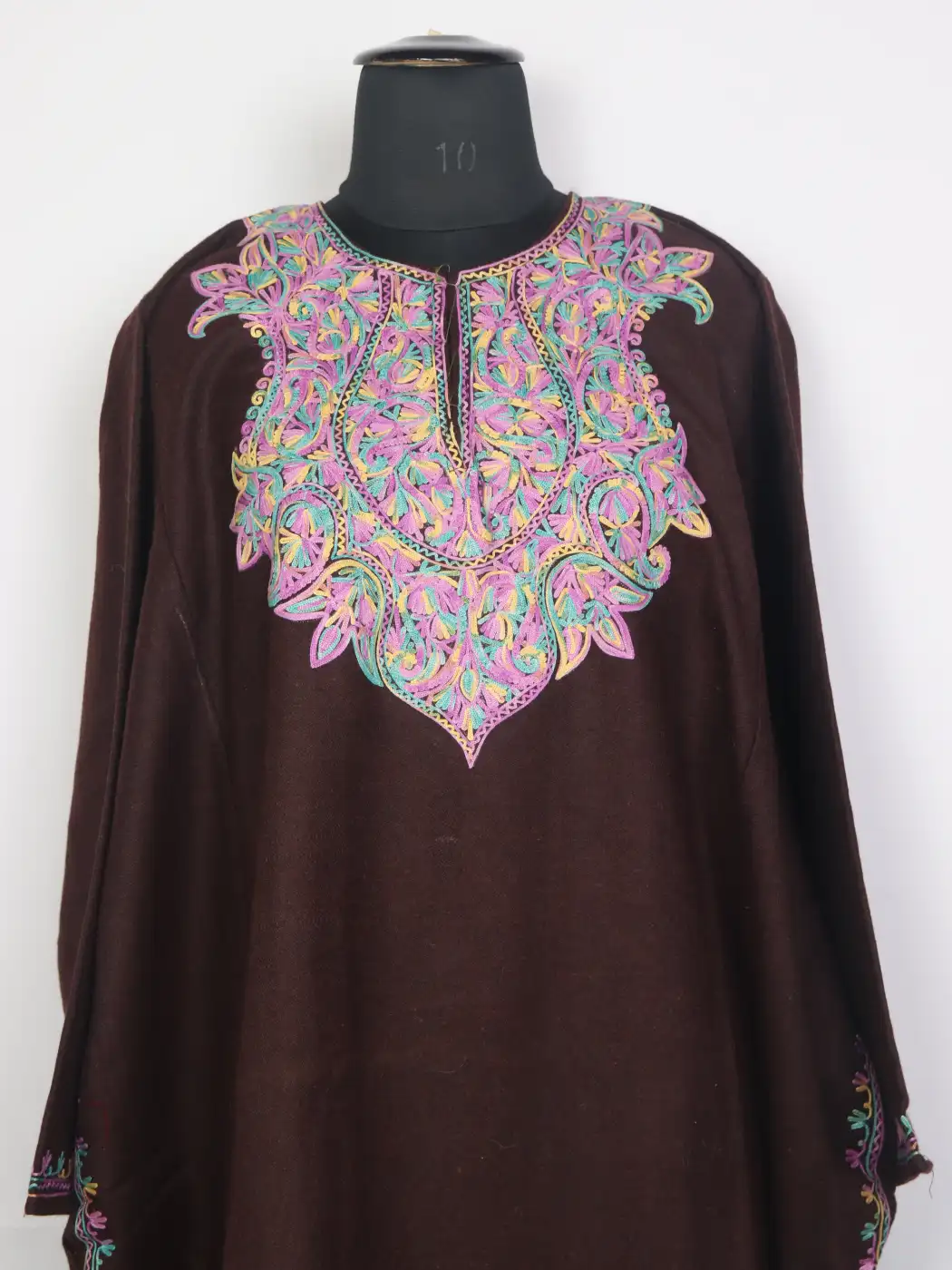 Kasturi Brown Tweed Kashmiri Pheran For Women With Aari Embroidery - Image 2