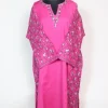 Zohaira Kashmiri Pheran In Raffal Wool With Hand Sozni Paper Mache Side Jaal Work | Pink