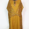 Mustard Kashmiri Pheran Raffal Wool With Hand Sozni Paper Mache Side Jaal Work | Afsa