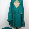 Sumbul Kashmiri 3 Piece Pheran Set In Cashmilon Wool With Tilla Embroidery | Teal Blue