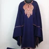 Kausar Kashmiri 3 Piece Pheran Set In Cashmilon Wool With Tilla Embroidery | Navy Blue