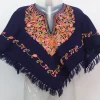 Blue Kashmiri Poncho In Cashmilon With Aari Work For Baby Girls | Salma