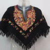 Black Kashmiri Poncho In Cashmilon Aari Work For Baby Girls | Amira