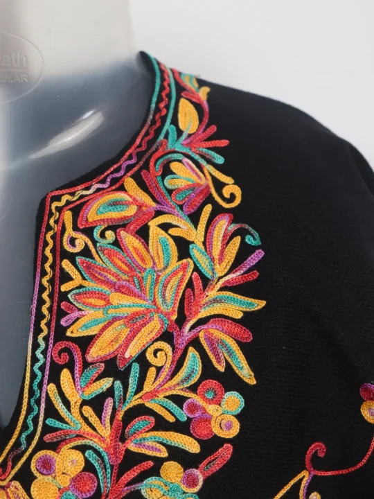 Aari Embroidered Poncho In Kashmiri Cashmilon Wool For Baby Girls | Amira - Image 2