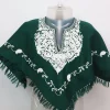 Kashmiri Poncho In Cashmilon With Aari Embroidered For Baby Girls | Yusra | Green