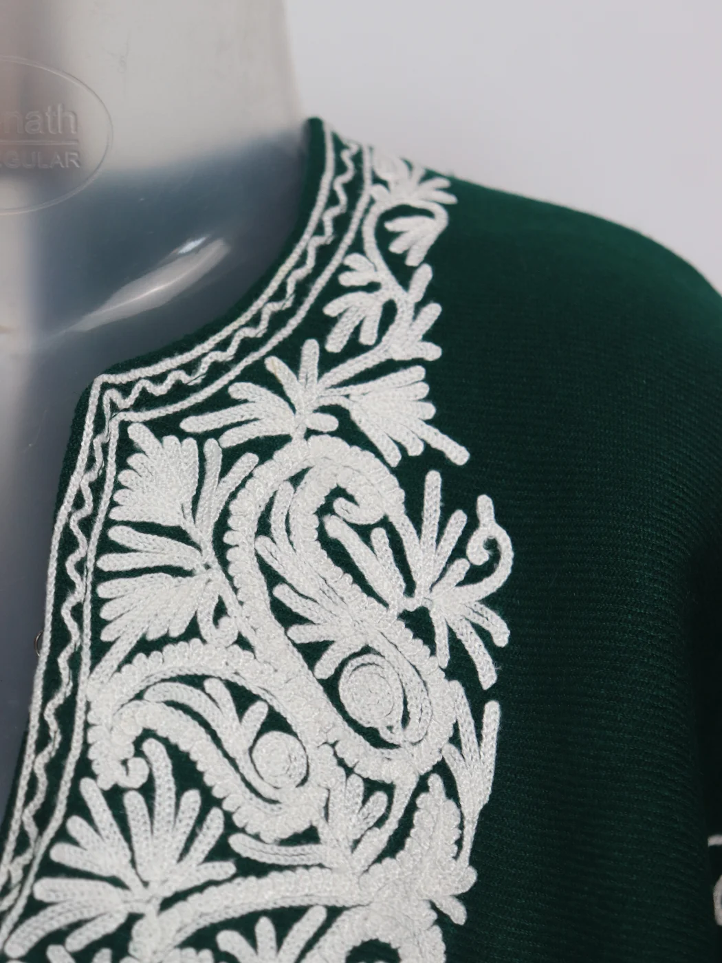 Kashmiri Poncho In Cashmilon With Aari Embroidered For Baby Girls | Yusra | Green - Image 2