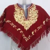 Maroon Kashmiri Poncho In Cashmilon With Aari Work For Baby Girls | Reema