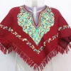 Kashmiri Poncho In Cashmilon With Aari Work For Baby Girls | Arwa | Red