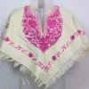 White Kashmiri Poncho In Cashmilon With Aari Work For Baby Girls | Nida