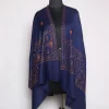Aharbal Kashmiri Stole In Polywool With Hand Sozni Embroidery | Blue