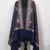 Ajwa Kashmiri Shawl with Zari Work For Women in Toosha Wool | Navy Blue