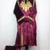 Areeba Kashmiri Partywear Pheran Set In Crush Velvet With Tilla Patch | Purple