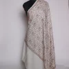 Kashmiri Shawl White In Fine Wool With Sozni Embroidery | Arizal