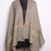 Hafsa Kashmiri Stole In Polywool With Hand Sozni And Tilla Work | Beige