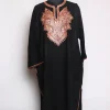 Black Kashmiri Pheran In Raffal Wool With Tilla Embroidery | Inaya